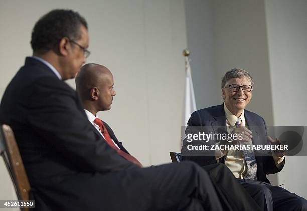 Businessman, inventor and philanthropist Bill Gates , co-chair of Bill and Melinda Gates Foundation, speaks to the audience after receiving an...