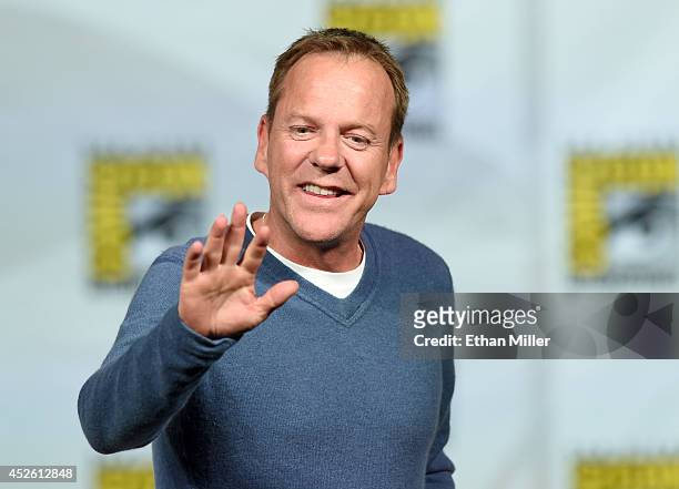 Actor Kiefer Sutherland attends the "24: Live Another Day" panel during Comic-Con International 2014 at the San Diego Convention Center on July 24,...