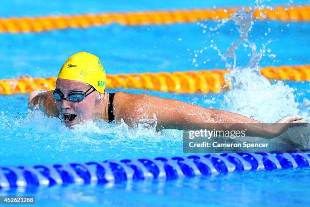 Ellen Gandy of Australia competes in the Women's 100m Butterfly Semi-final 2 at Tollcross International Swimming Centre during day one of the Glasgow...