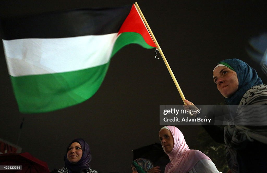 Demonstrators Hold Vigil For Palestinian Victims Of Gaza Attacks