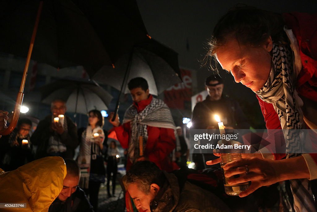 Demonstrators Hold Vigil For Palestinian Victims Of Gaza Attacks
