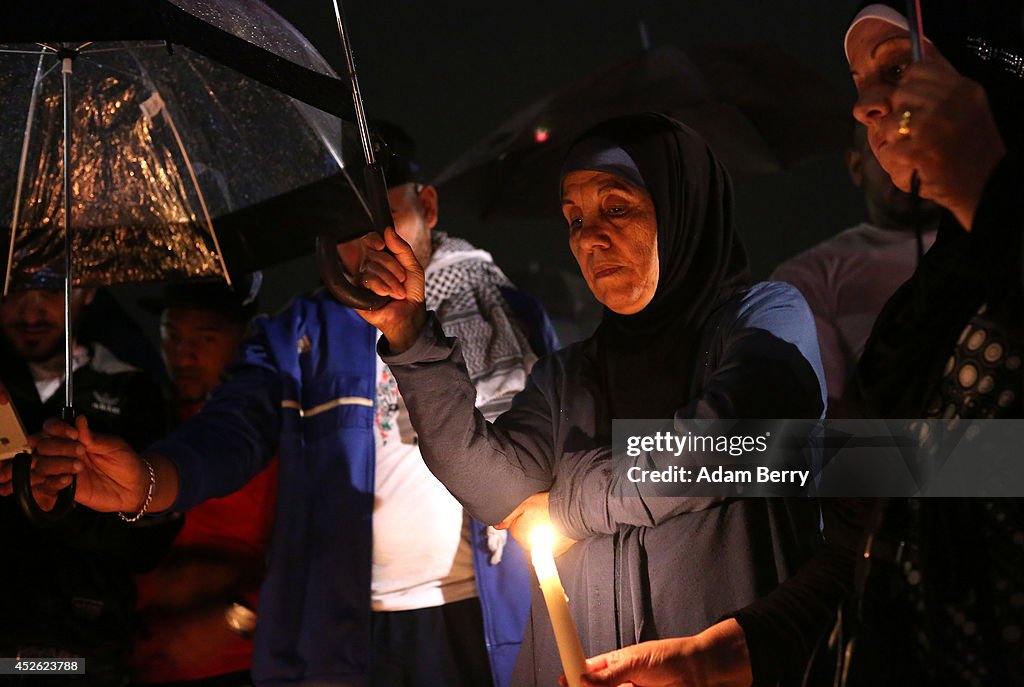 Demonstrators Hold Vigil For Palestinian Victims Of Gaza Attacks