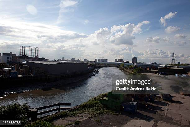 View of Bow Creek from Canning Town, East London.