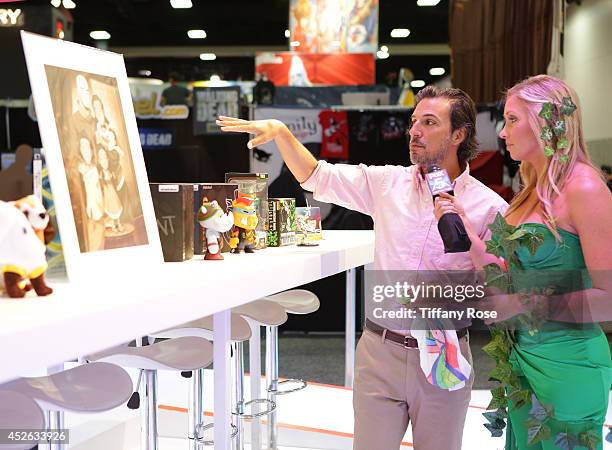 Of Corporate Communications David Bittler gets interviewed at the Nickelodeon booth at the 2014 San Diego Comic-Con International- Day 2 on July 24,...