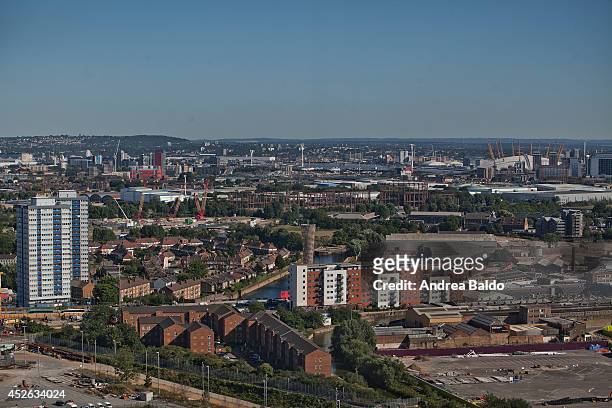 Canning Town and North Greenwich as seen from the Orbit Tower in Stratford.