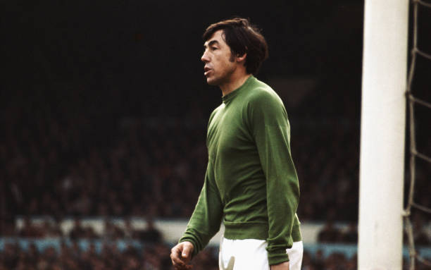 Stoke City and England goalkeeper Gordon Banks looks on during a game circa 1967.