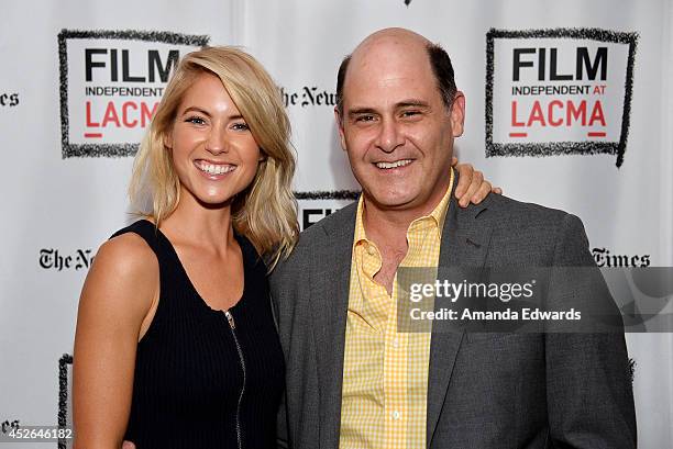 Actress Laura Ramsey and writer/director Matthew Weiner attend the Film Independent Screening and Q&A of "Are You Here" at the Bing Theatre At LACMA...