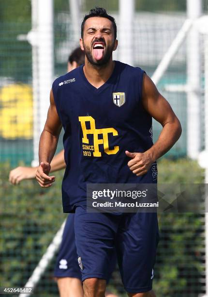 Raffaele Palladino of FC Parma gestures during FC Parma Training Session at the club's training ground on July 25, 2014 in Collecchio, Italy.