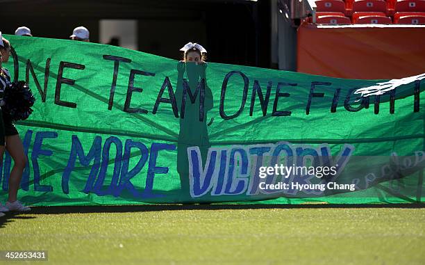 Pine Creek High School Cheerleaders are waiting kick off of 4A State Football Championship game against Montrose High School at Sports Authority...