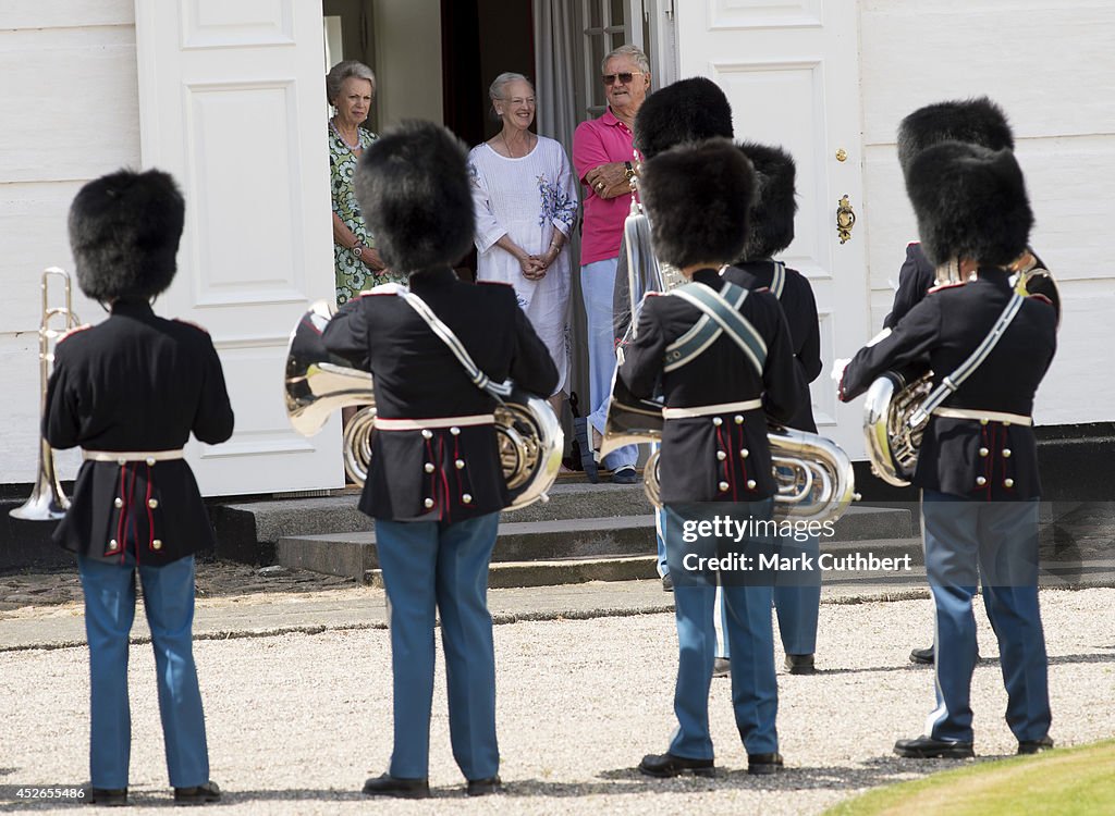 Members of The Danish Royal Family Watch The Guard Change