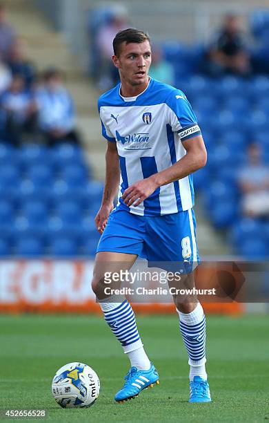 Alex Gilbey of Colchester looks to attack during the Pre Season Friendly match between Colchester United and Ipswich Town at The Weston Homes...