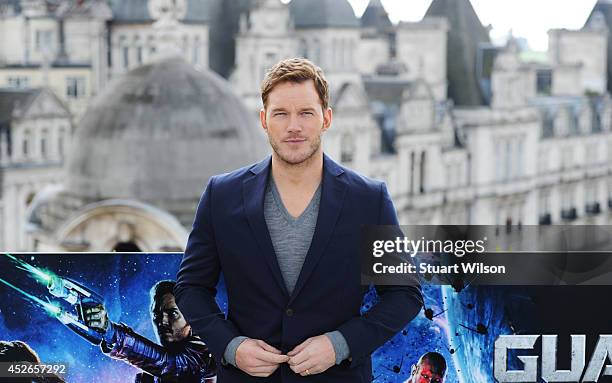 Chris Pratt attends the "Guardians of the Galacy" photocall on July 25, 2014 in London, England.