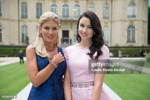 Presenter Hofit Golan wearing Damiani Jewellery and a Dior dress with Model, Blogger and actress Emma Miller who is wearing Damiani Jewellery and...