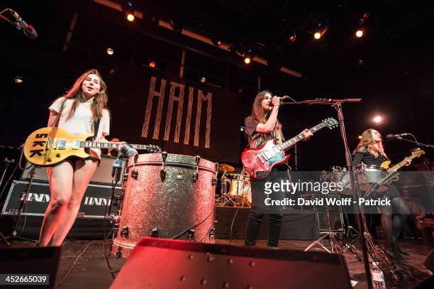 Alana Haim, Danielle Haim and Este Haim from Haim perform at La Gaite Lyrique on November 30, 2013 in Paris, France.