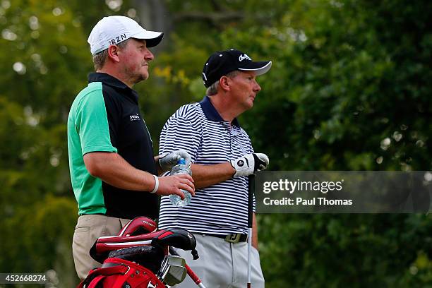 Colin Kenworthy and David Green of Dukinfield Golf Club watch on during The Lombard Trophy North West Regional Qualifier at Dunham Forest Golf Club...