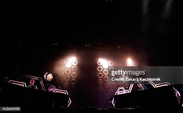 Presets perform on stage at Splendour In the Grass 2014 on July 25, 2014 in Byron Bay, Australia.