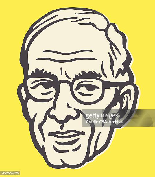 older man wearing glasses - wrinkled stock illustrations
