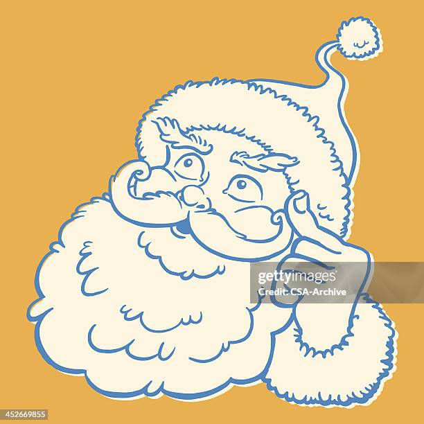 santa thinking - old fashioned santa stock illustrations