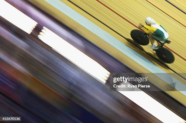 Jack Bobridge of Australia races in the Men's 4000m Individual Pursuit Final at Sir Chris Hoy Velodrome during day two of the Glasgow 2014...