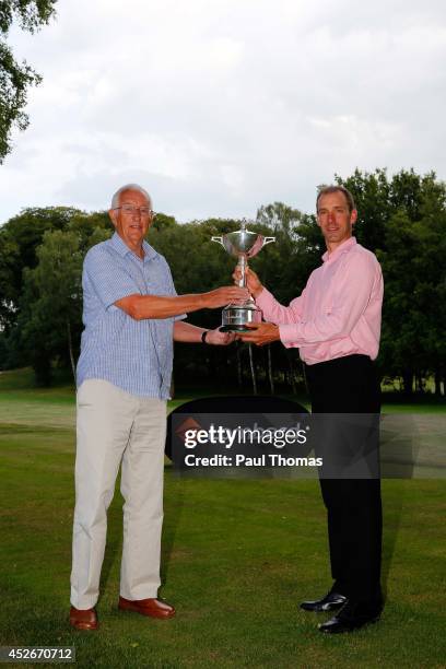 Dave Tweddle and Adrian Hill of Pryors Hayes Golf Club pose with the trophy during The Lombard Trophy North West Regional Qualifier at Dunham Forest...