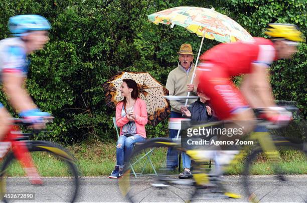 Fans during Stage 19 of the Tour de France on Friday 25 July Bergerac, France.