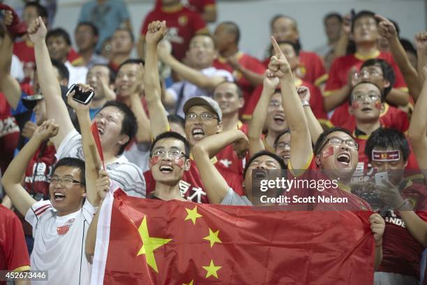 Champions League: Lekhwiya SC of Qatar and Guangzhou Evergrande of China taking field before Quarterfinals Second Leg at Abdullah bin Khalifa...