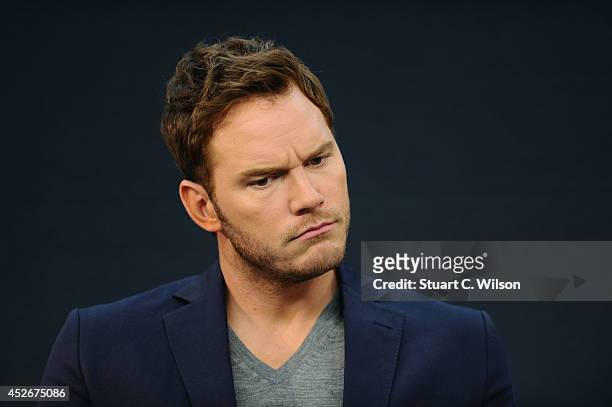 Chris Pratt attends the Meet the FilmMakers event for "Guardians of the Galacy" on July 25, 2014 in London, England.