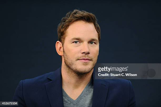 Chris Pratt attends the Meet the FilmMakers event for "Guardians of the Galacy" on July 25, 2014 in London, England.