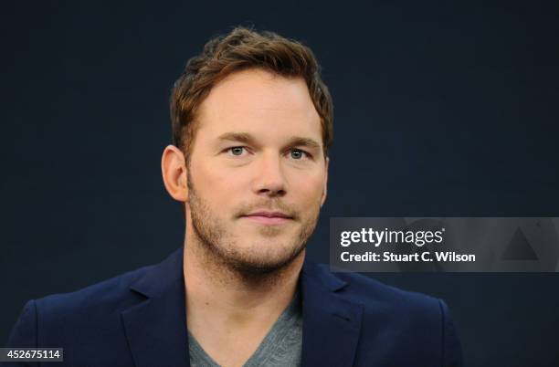 Chris Pratt attends the Meet the FilmMakers event for "Guardians of the Galacy" on July 25, 2014 in London, England.