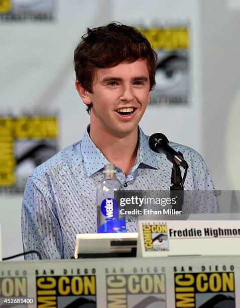 Actor Freddie Highmore attends the Entertainment Weekly: Brave New Warriors panel during Comic-Con International 2014 at the San Diego Convention...