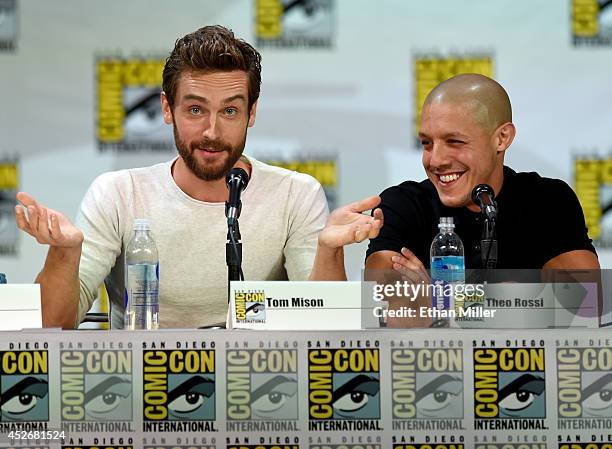 Actors Tom Mison and Theo Rossi attend the Entertainment Weekly: Brave New Warriors panel during Comic-Con International 2014 at the San Diego...