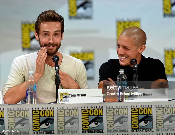 Actors Tom Mison and Theo Rossi attend the Entertainment Weekly: Brave New Warriors panel during Comic-Con International 2014 at the San Diego...
