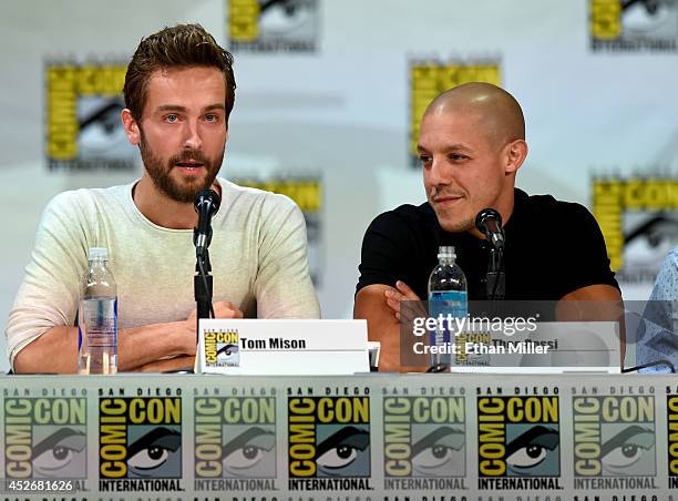 Actors Tom Mison and Theo Rossi attend the Entertainment Weekly: Brave New Warriors panel during Comic-Con International 2014 at the San Diego...