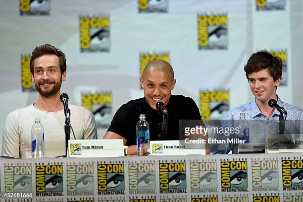 Actors Tom Mison, Theo Rossi and Freddie Highmore attend the Entertainment Weekly: Brave New Warriors panel during Comic-Con International 2014 at...