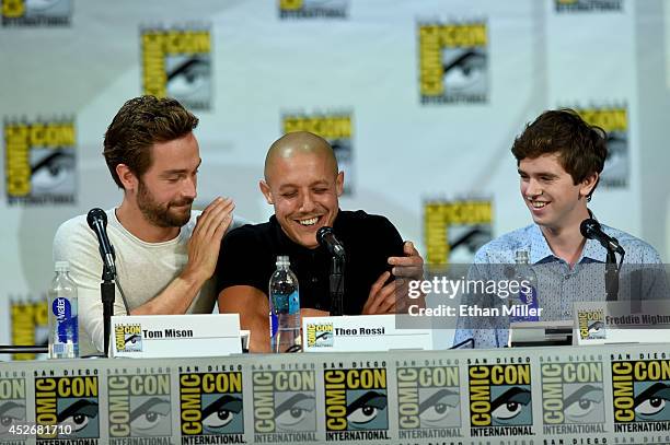 Actors Tom Mison, Theo Rossi and Freddie Highmore attend the Entertainment Weekly: Brave New Warriors panel during Comic-Con International 2014 at...