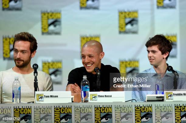 Actors Tom Mison, Theo Rossi and Freddie Highmore attend the Entertainment Weekly: Brave New Warriors panel during Comic-Con International 2014 at...