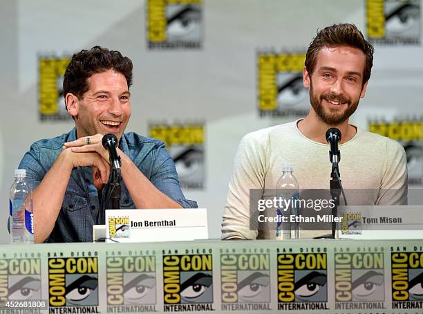 Actors Jon Bernthal and Tom Mison attend the Entertainment Weekly: Brave New Warriors panel during Comic-Con International 2014 at the San Diego...