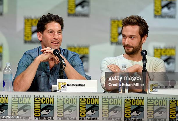 Actors Jon Bernthal and Tom Mison attend the Entertainment Weekly: Brave New Warriors panel during Comic-Con International 2014 at the San Diego...