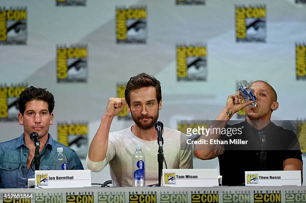 Actors Jon Bernthal, Tom Mison and Theo Rossi attend the Entertainment Weekly: Brave New Warriors panel during Comic-Con International 2014 at the...