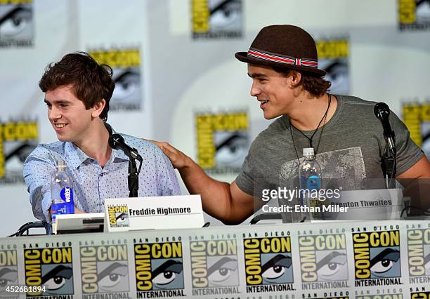 Actors Freddie Highmore and Brenton Thwaites attend the Entertainment Weekly: Brave New Warriors panel during Comic-Con International 2014 at the San...