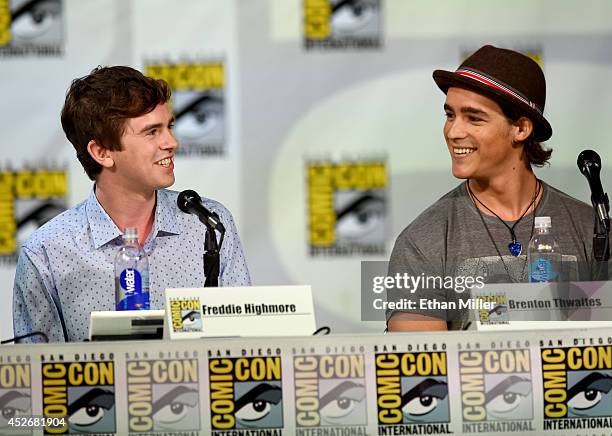 Actors Freddie Highmore and Brenton Thwaites attend the Entertainment Weekly: Brave New Warriors panel during Comic-Con International 2014 at the San...