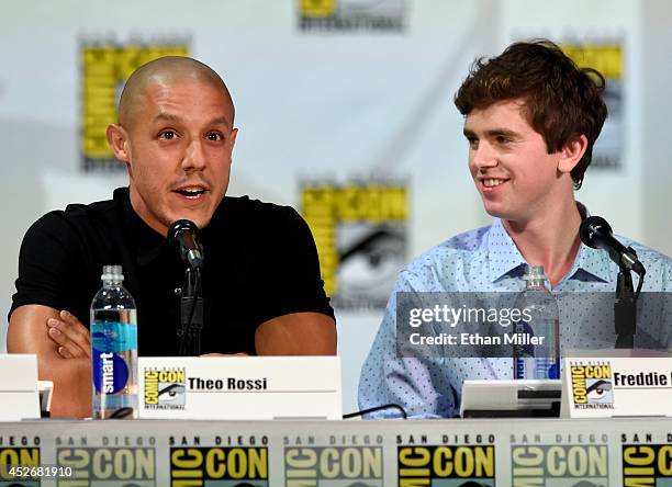 Actors Theo Rossi and Freddie Highmore attend the Entertainment Weekly: Brave New Warriors panel during Comic-Con International 2014 at the San Diego...