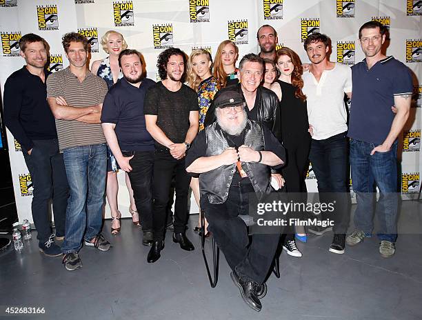 Actor Nikolaj Coster-Waldau, writer/producer David Benioff, actors Gwendoline Christie, John Bradley, Kit Harington, Natalie Dormer, Sophie Turner,...