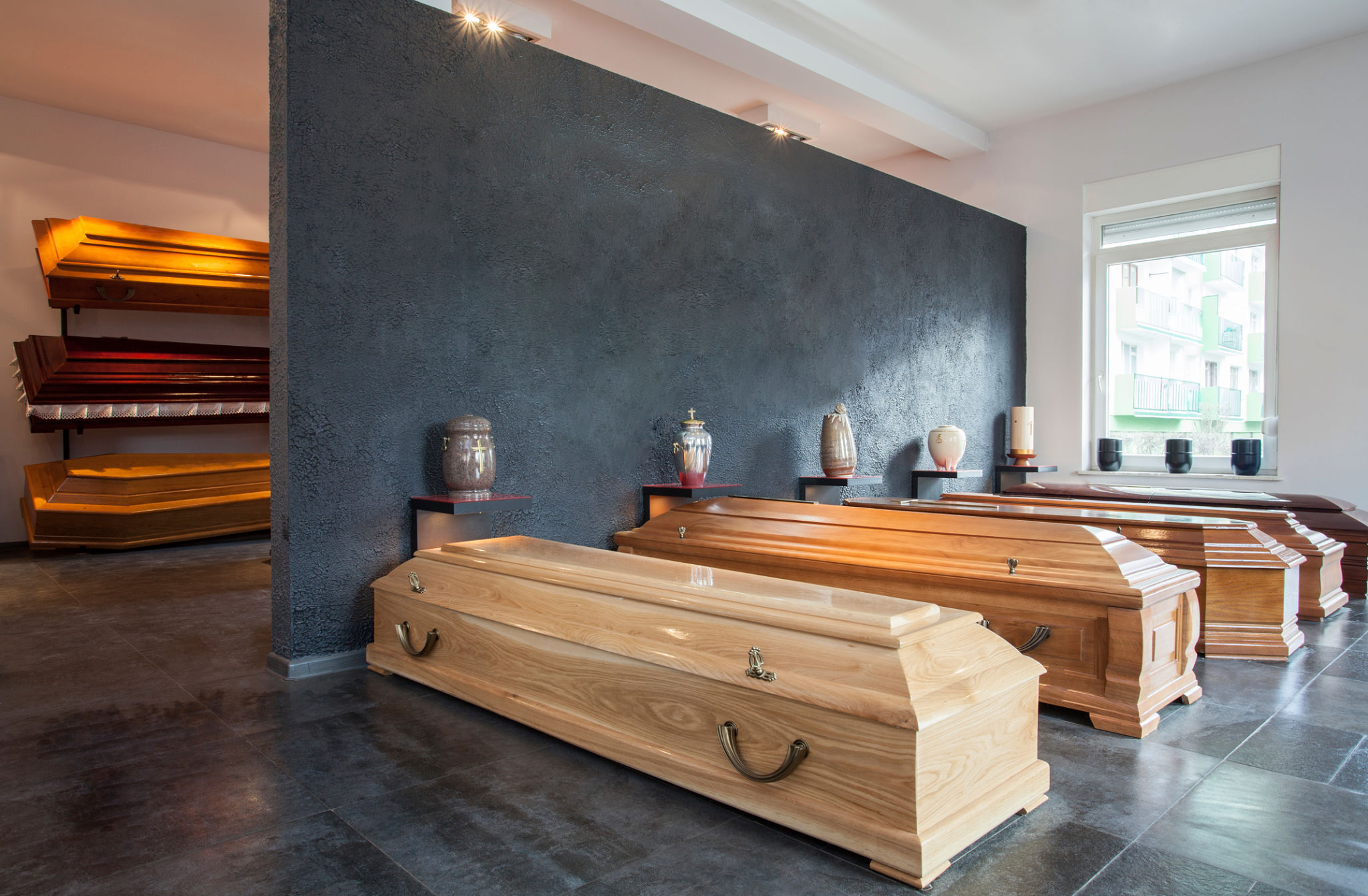 coffin and urn