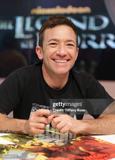 Actor David Faustino signs autographs at the Legend of Korra signing at the 2014 San Diego Comic-Con International - Day 3 on July 25, 2014 in San...