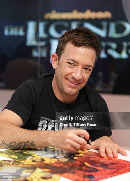 Actor David Faustino signs autographs at the Legend of Korra signing at the 2014 San Diego Comic-Con International - Day 3 on July 25, 2014 in San...