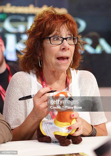Actress Mindy Sterling signs autographs at the Legend of Korra signing at the 2014 San Diego Comic-Con International - Day 3 on July 25, 2014 in San...