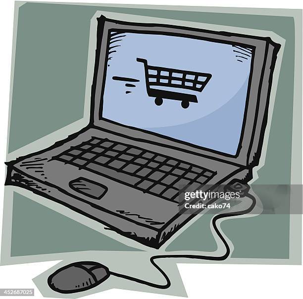 e-commerce - typing email stock illustrations