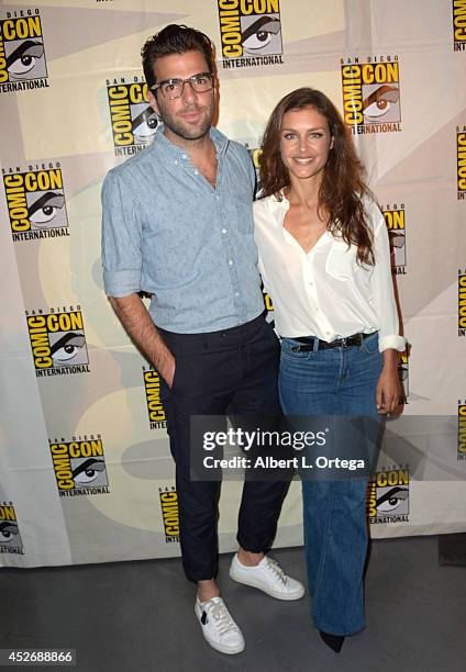 Actors Zachary Quinto and Hannah Ware attend the 20th Century Fox presentation during Comic-Con International 2014 at San Diego Convention Center on...