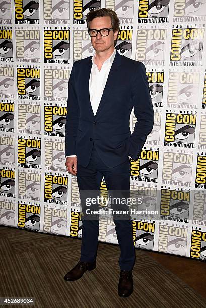 Actor Colin Firth attends 20th Century Fox Press Line during Comic-Con International 2014 at Hilton Bayfront on July 25, 2014 in San Diego,...